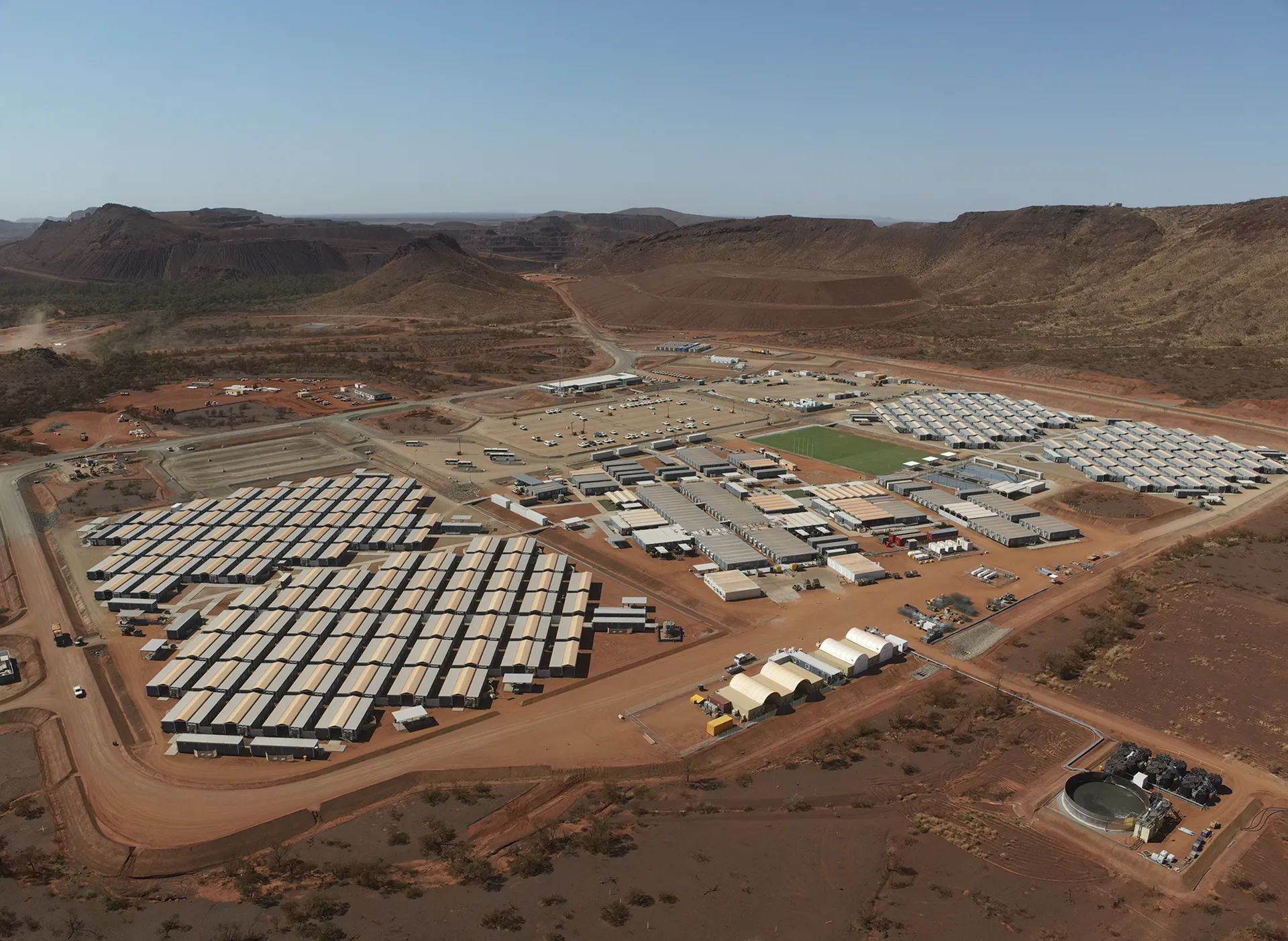 Accommodation modules being installed on the Western Range Camp site